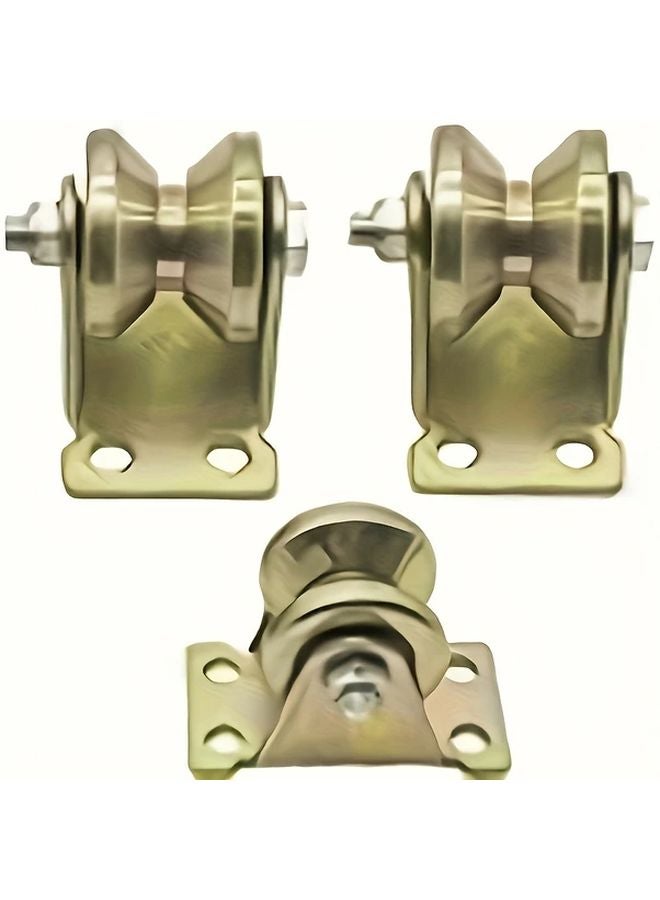 2pcs 32mm Heavy Duty Galvanized Steel V Track Pulley System with Mounting Brackets - Image 3