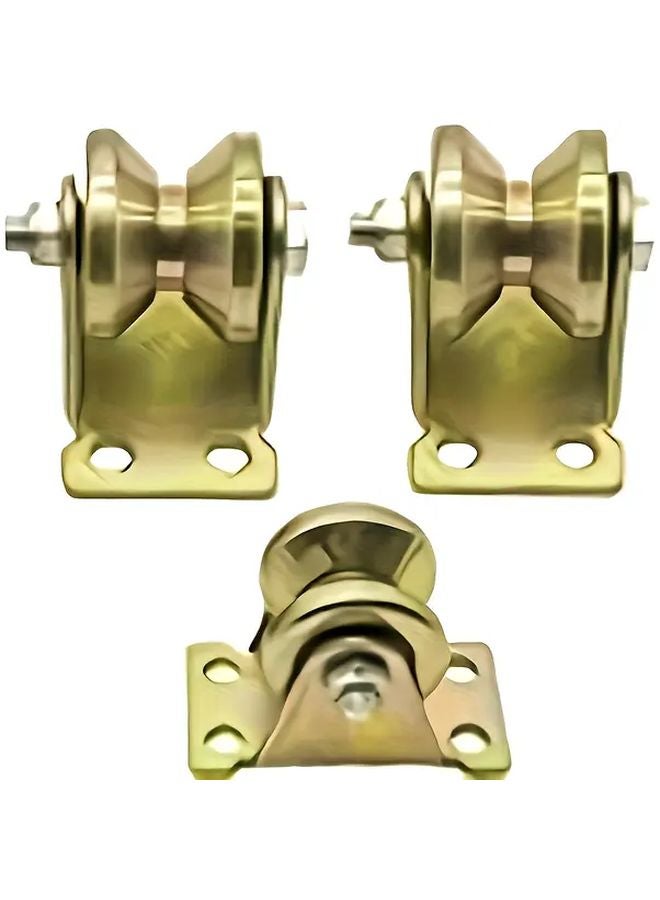 2pcs 32mm Heavy Duty Galvanized Steel V Track Pulley System with Mounting Brackets - Image 2