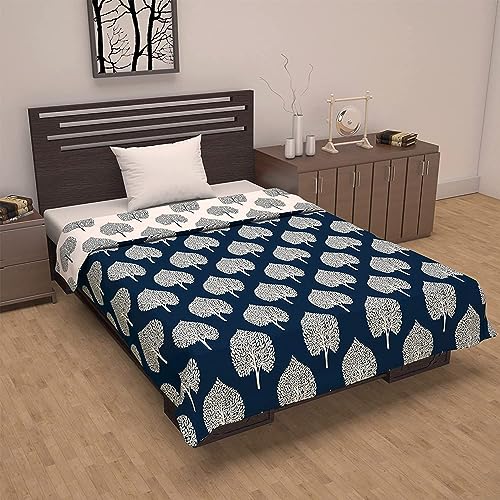 Divine Casa Microfiber All-Weather 120 GSM Printed Lightweight Reversible Single Bed AC Dohar Blanket Set of 2 - Black and Blue - Image 3
