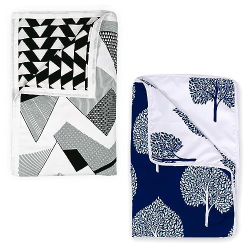 Divine Casa Microfiber All-Weather 120 GSM Printed Lightweight Reversible Single Bed AC Dohar Blanket Set of 2 - Black and Blue - Image 1
