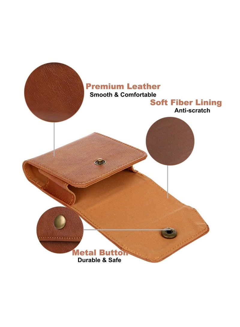 Y&D Phone Holster for Samsung Galaxy Z Flip 4 2022 / 3, Premium Leather Case with Belt Clip Loop Foldable Pouch Cell Motorola Razr 5G/Razr 2019 - Brown - Image 3