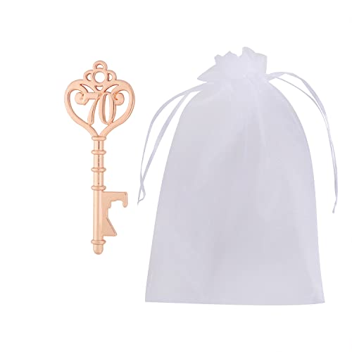 Yuokwer 25 Pack 70 Shaped Key Bottle Openers - Gold 70th Birthday Party Favors & Decorations - Image 4