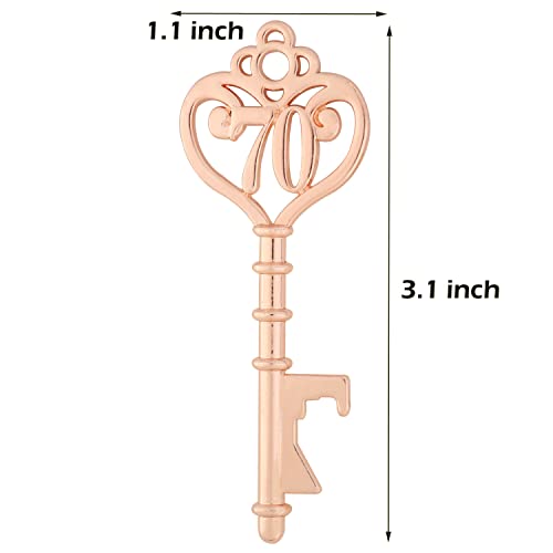 Yuokwer 25 Pack 70 Shaped Key Bottle Openers - Gold 70th Birthday Party Favors & Decorations - Image 2