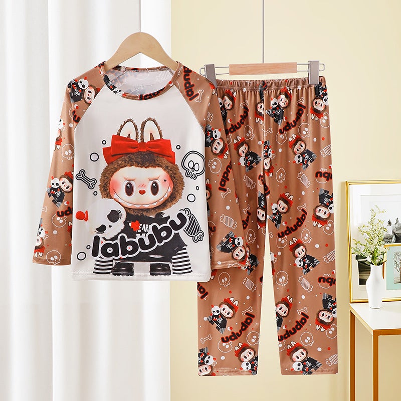 Girls' Pajamas Children'S Long Sleeve Suit Baby Girl'S Big Children'S Autumn Home Clothes - Image 5