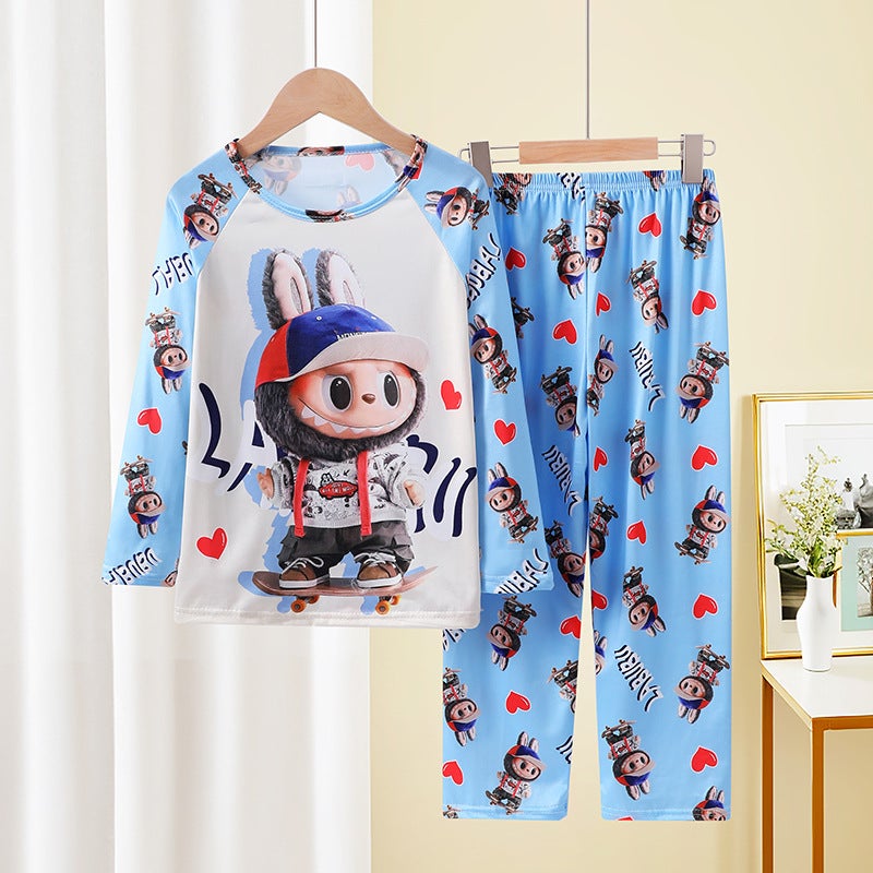 Girls' Pajamas Children'S Long Sleeve Suit Baby Girl'S Big Children'S Autumn Home Clothes - Image 3