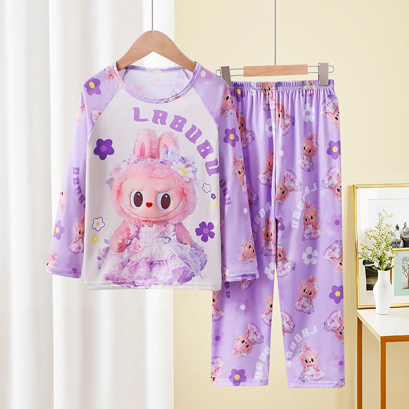 Girls' Pajamas Children'S Long Sleeve Suit Baby Girl'S Big Children'S Autumn Home Clothes - Image 4