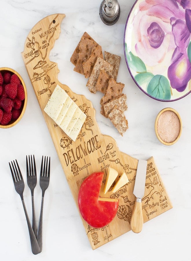 Totally Bamboo Destination Delaware State Shaped Serving and Cutting Board, Includes Hang Tie for Wall Display - Image 2