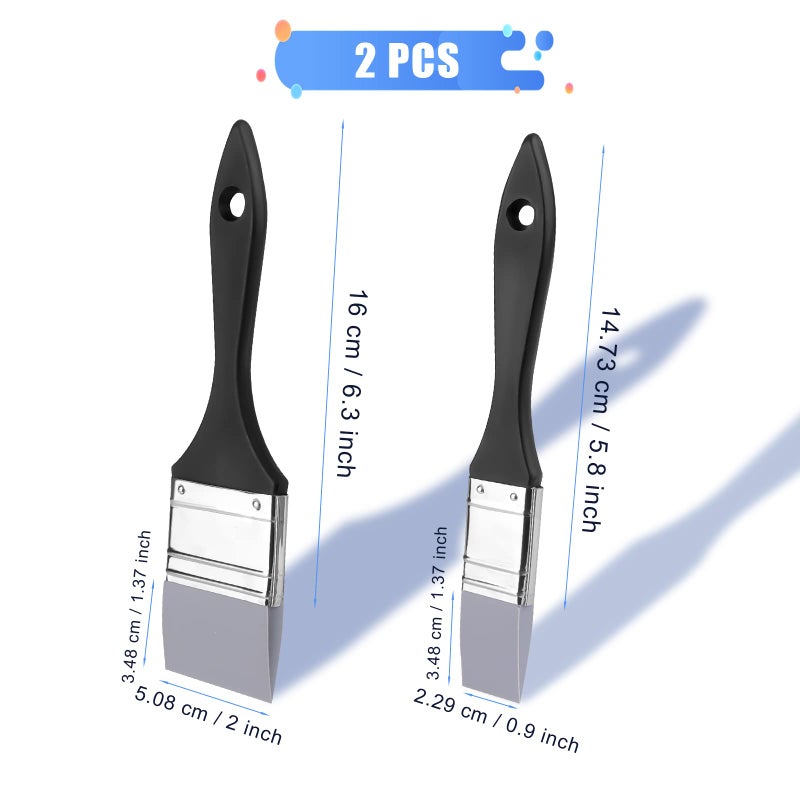 AIEX 2pcs Flat Silicone Paint Brushes, Wide & Narrow Silicone Shaper Brush for Art Solid Paintbrush Sets for Acrylic Paints and Watercolor (1 Inch, 2 Inches in Width) - Image 2