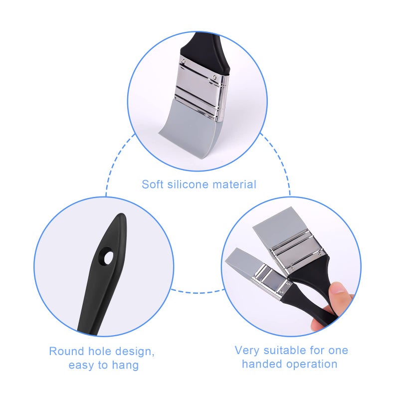 AIEX 2pcs Flat Silicone Paint Brushes, Wide & Narrow Silicone Shaper Brush for Art Solid Paintbrush Sets for Acrylic Paints and Watercolor (1 Inch, 2 Inches in Width) - Image 3