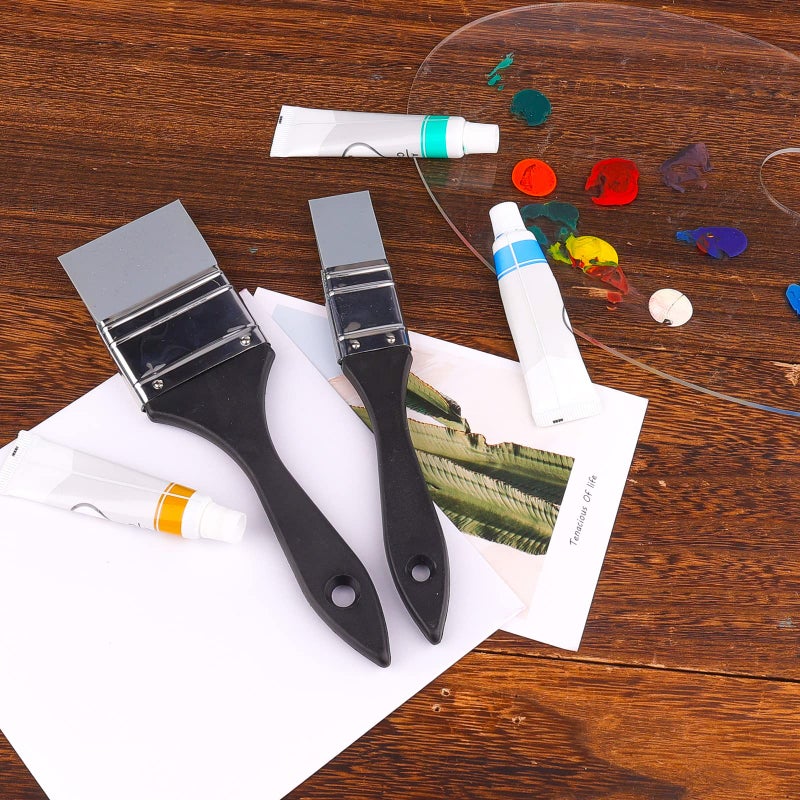 AIEX 2pcs Flat Silicone Paint Brushes, Wide & Narrow Silicone Shaper Brush for Art Solid Paintbrush Sets for Acrylic Paints and Watercolor (1 Inch, 2 Inches in Width) - Image 4