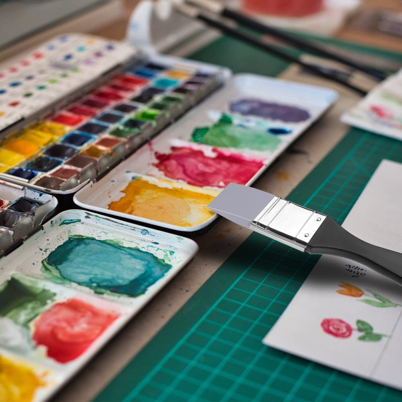 AIEX 2pcs Flat Silicone Paint Brushes, Wide & Narrow Silicone Shaper Brush for Art Solid Paintbrush Sets for Acrylic Paints and Watercolor (1 Inch, 2 Inches in Width) - Image 5