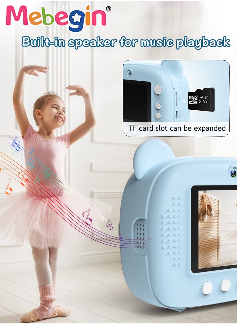 MEBEGIN 2.4 Inch Kids Camera Instant Print with 3 Roller Photo Paper, 1080p HD Digital Video Cameras for Toddler, Dual Selfie Mini Children Camera with 32GB SD Card, Photo Capture, Vdeo Recording and Playback, Ideal Gift for Kids  - Image 4