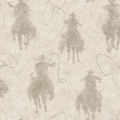 Chesapeake Yellowstone Stockman Silhouette Light Grey Wallpaper, 4142-72638 - Image 1