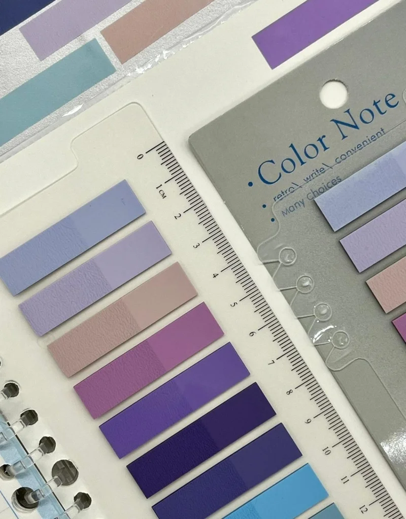 كاغيت جيمي دوكان Paper Ship Shop 10 Colored Ruler Purple and Blue Shades Transparent Pet Index / Index Sticker / Sticky Note / Post-It