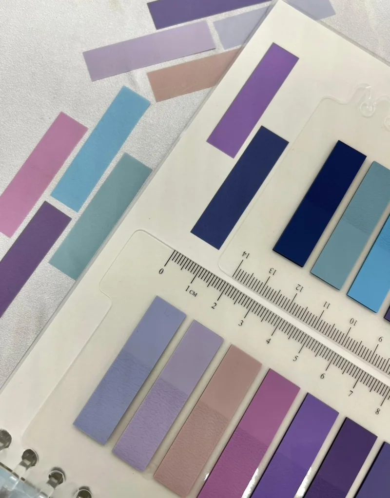 كاغيت جيمي دوكان Paper Ship Shop 10 Colored Ruler Purple and Blue Shades Transparent Pet Index / Index Sticker / Sticky Note / Post-It