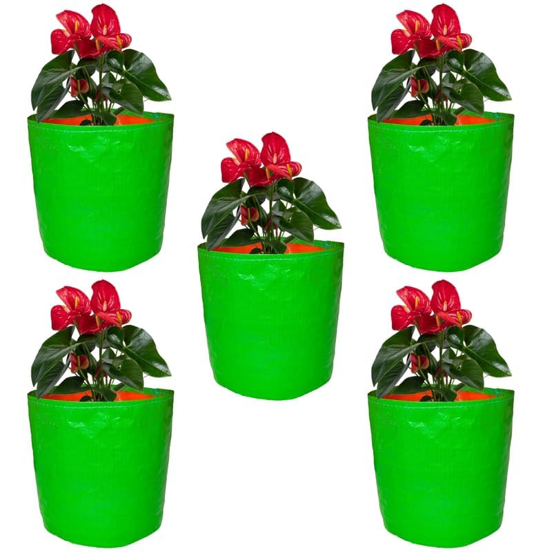 GroWonder Garden Bags for Plants, Big Size 18X9 inches, Terrace Gardening Vegetable Planting Pots, Woven Fabric Leafy Fruits Growing Containers-Pack of 5 - Image 2