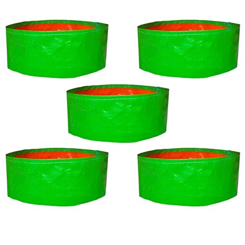 GroWonder Garden Bags for Plants, Big Size 18X9 inches, Terrace Gardening Vegetable Planting Pots, Woven Fabric Leafy Fruits Growing Containers-Pack of 5 - Image 3