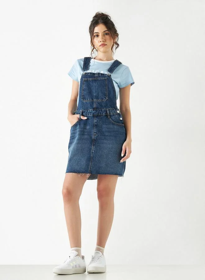 Lee Cooper Lee Cooper Cotton Denim Dungaree with Pockets and Button Closure