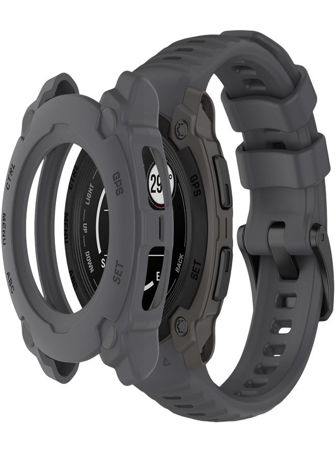 QHBAMD Silicone Watch Band Compatible for Garmin Instinct E 40mm/45mm - Soft Breathable Waterproof Strap for Men Women, Adjustable Sport Wristband with PC Case Bumper (Graphite Grey,40MM) - Image 1