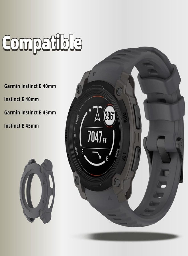 QHBAMD Silicone Watch Band Compatible for Garmin Instinct E 40mm/45mm - Soft Breathable Waterproof Strap for Men Women, Adjustable Sport Wristband with PC Case Bumper (Graphite Grey,40MM) - Image 2