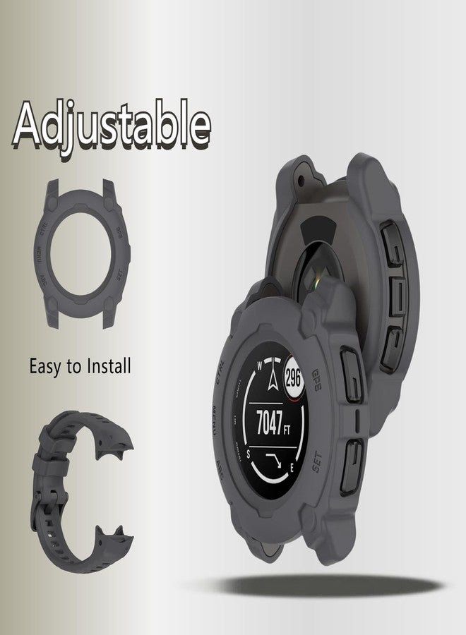 QHBAMD Silicone Watch Band Compatible for Garmin Instinct E 40mm/45mm - Soft Breathable Waterproof Strap for Men Women, Adjustable Sport Wristband with PC Case Bumper (Graphite Grey,40MM) - Image 5