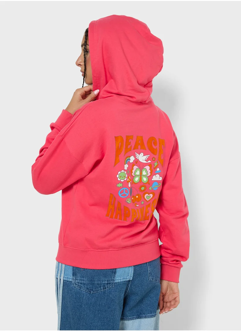 Ginger Graphic Hoodie With Flock Print
