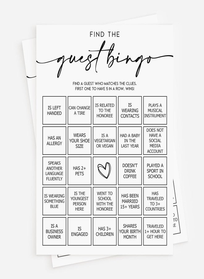 All-Ewired-Up All Ewired Up 50 Find The Guest Bingo Game (50-Cards) Fun Baby Shower Game Activity, Bridal Shower, Wedding Decorations, Rehearsal Dinner, Engagement Party, Gender Neutral Boy or Girl, Minimalist - Image 1