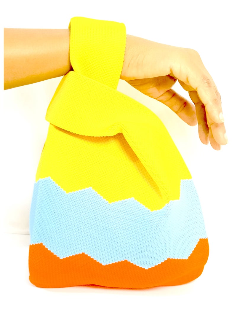 Meaning Wrist Bag – Compact Japanese-Style Handbag with Soft Handle-  Summer in Motion Inspired Colors  - Image 3