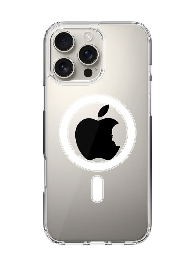 Stylizedd For iPhone 16 Pro Max Case [Compatible with MagSafe] Slim Magnetic cover Clear Phone Case - Steve's Apple - White - Image 1