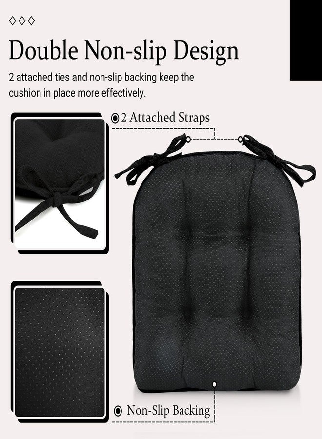 Wellsin Chair Cushions for Dining Chairs, Non-Slip Kitchen Chair Pads with Ties, Tufted Shredded Foam Kitchen Chair Cushions Set of 4, 15.5" X 15.5", Black - Image 4