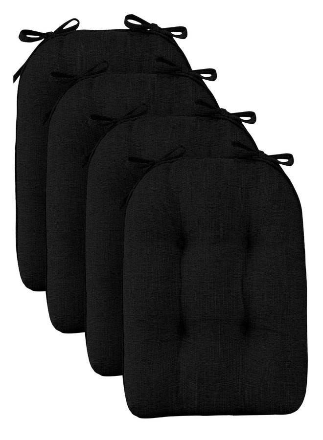 Wellsin Chair Cushions for Dining Chairs, Non-Slip Kitchen Chair Pads with Ties, Tufted Shredded Foam Kitchen Chair Cushions Set of 4, 15.5" X 15.5", Black - Image 2
