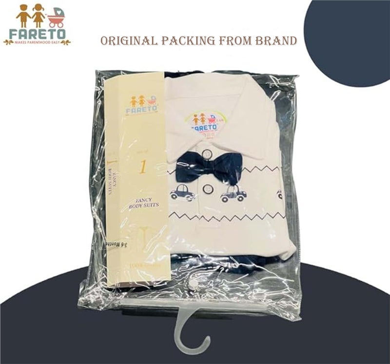 Fareto Cotton Printed Dungaree & T-Shirt Clothing Set For Baby |Casual Dress For Unisex Baby (3-6 Months), Blue - Image 4