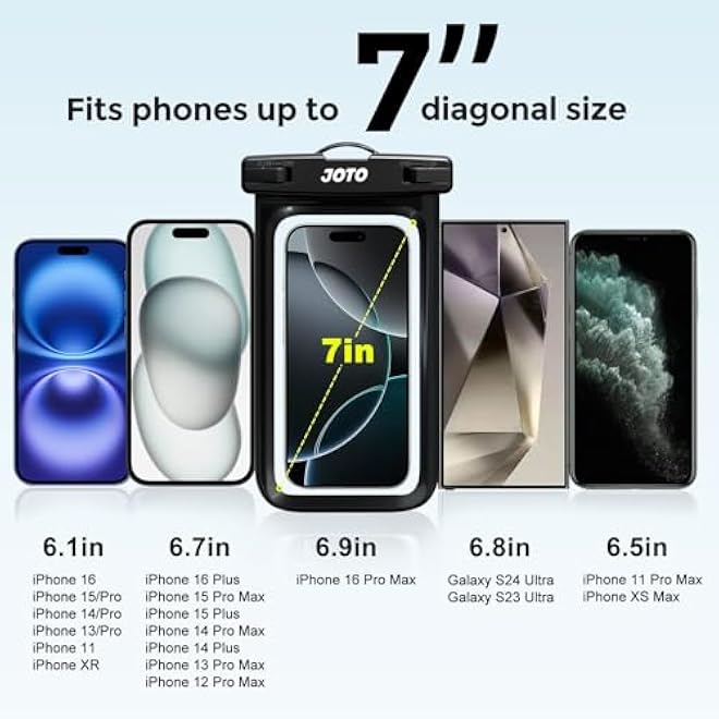 JOTO Universal Waterproof Phone Pouch Cellphone Dry Bag Case for iPhone 16 15 14 13 12 11 Pro Max Mini Plus Xs XR X 8 7 6S Galaxy S23 S22 S21 Plus Note Pixel up to 7 Black - Image 4