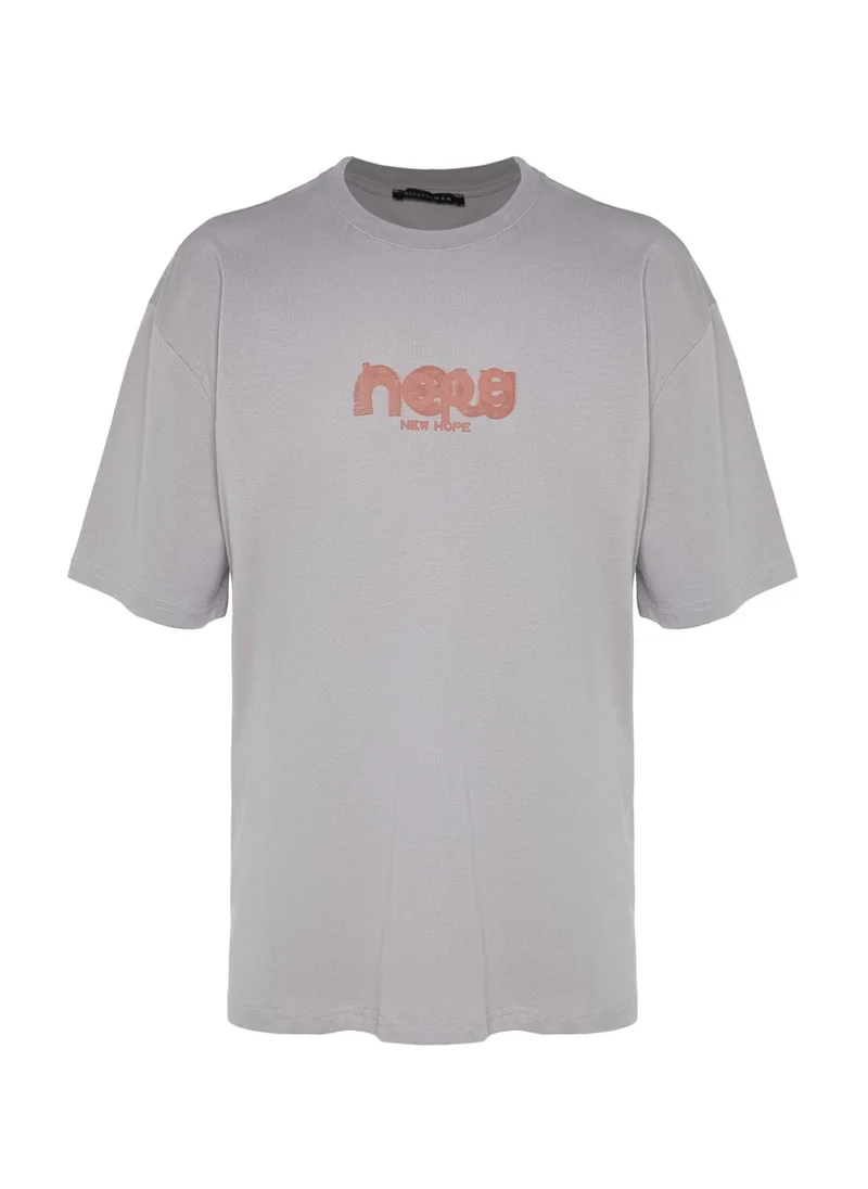 ترينديول Text Print Crew Neck T-Shirt