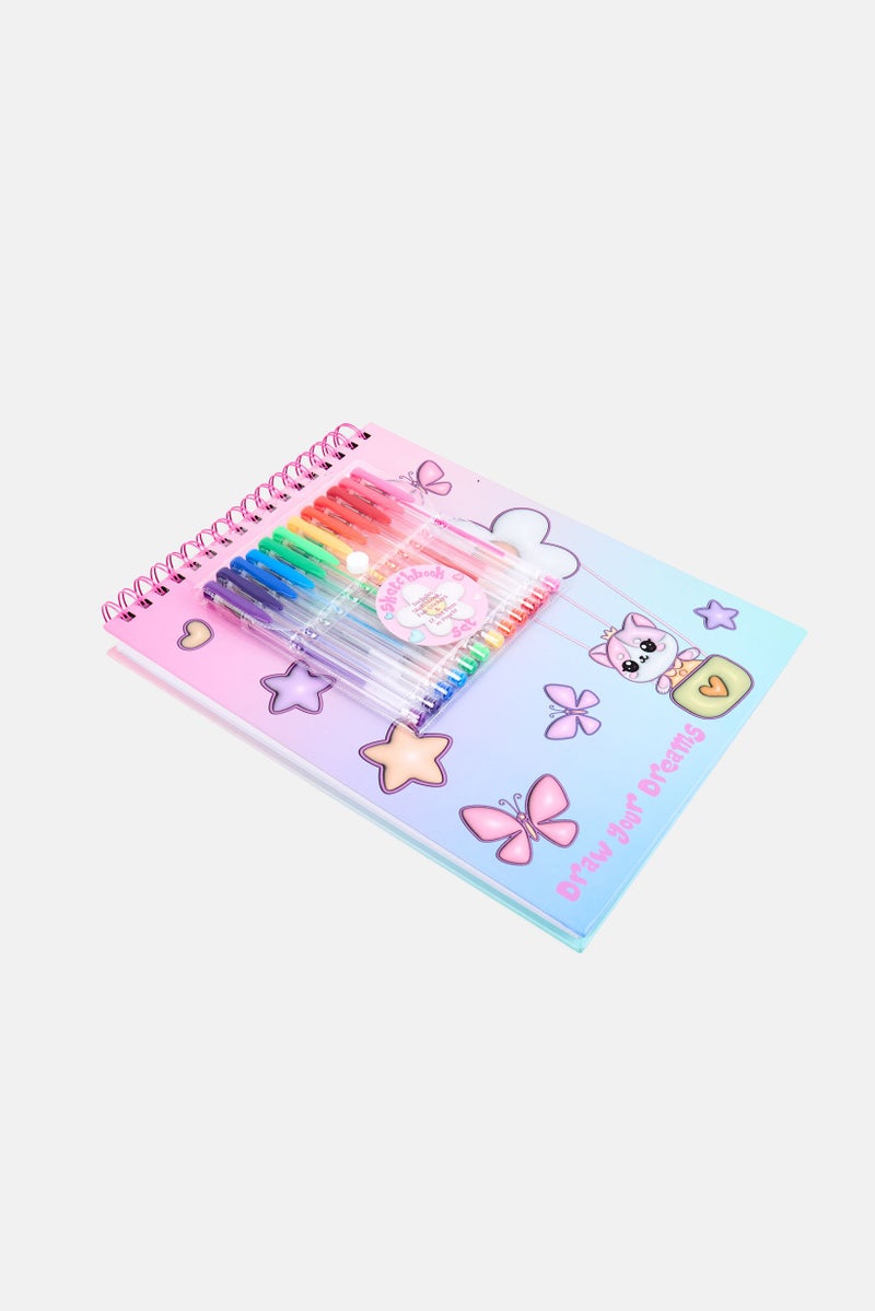 VOTUM Sketchbook And Fun Stickers With 12 Gel Pens Set, Multicolor - Image 4