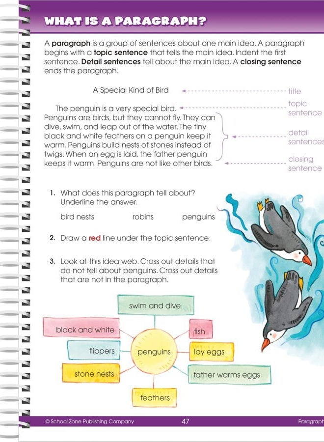 School Zone Big Second Grade Workbook - 320 Spiral Pages, Ages 7 to 8, 2nd Grade, Word Problems, Reading Comprehension, Phonics, Math, Science, and More (Big Spiral Bound Workbooks) - Image 3