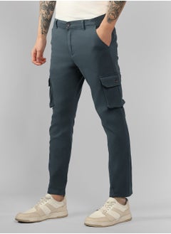 Dennis Lingo Men's Steel Grey Tapered Fit Cargo Pants  - Image 1