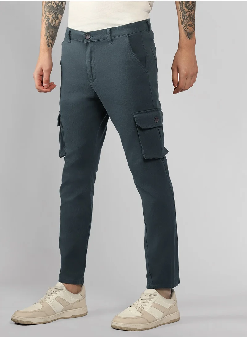 Dennis Lingo Men's Steel Grey Tapered Fit Cargo Pants