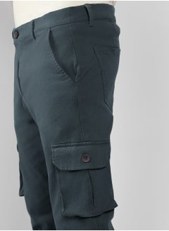 Dennis Lingo Men's Steel Grey Tapered Fit Cargo Pants  - Image 4