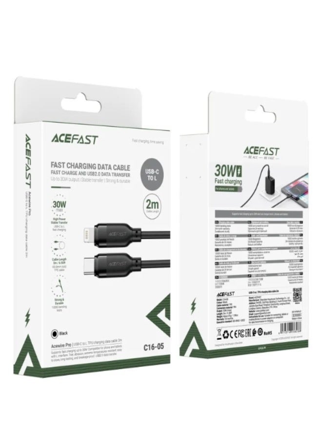 AceFast Acewire Pro C16-05 USB-C to Lightning Cable TPE 30W 2m - Image 4