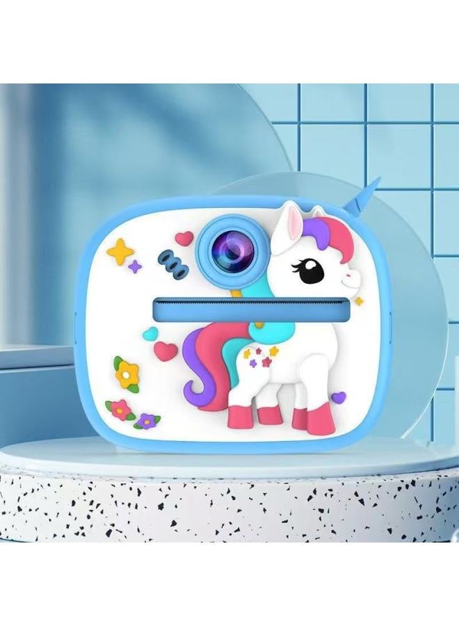 ELTRAZONE Kids Digital Camera Instant Print HD Dual Camera, Cartoon Unicorn Design, 2 Paper Rolls - Image 1
