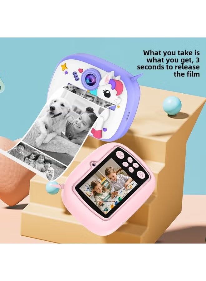 ELTRAZONE Kids Digital Camera Instant Print HD Dual Camera, Cartoon Unicorn Design, 2 Paper Rolls - Image 4