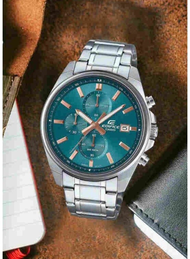 CASIO EDIFICE Chronograph Men's Watch EFV-610DE-2AUDF, 43.8 mm Blue Dial, Stainless Steel Case & Bracelet, 100 m WR - Image 2