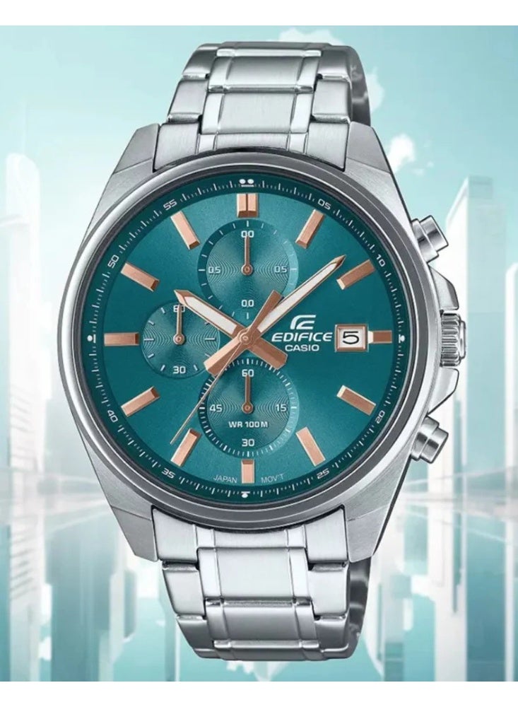 CASIO EDIFICE Chronograph Men's Watch EFV-610DE-2AUDF, 43.8 mm Blue Dial, Stainless Steel Case & Bracelet, 100 m WR - Image 1
