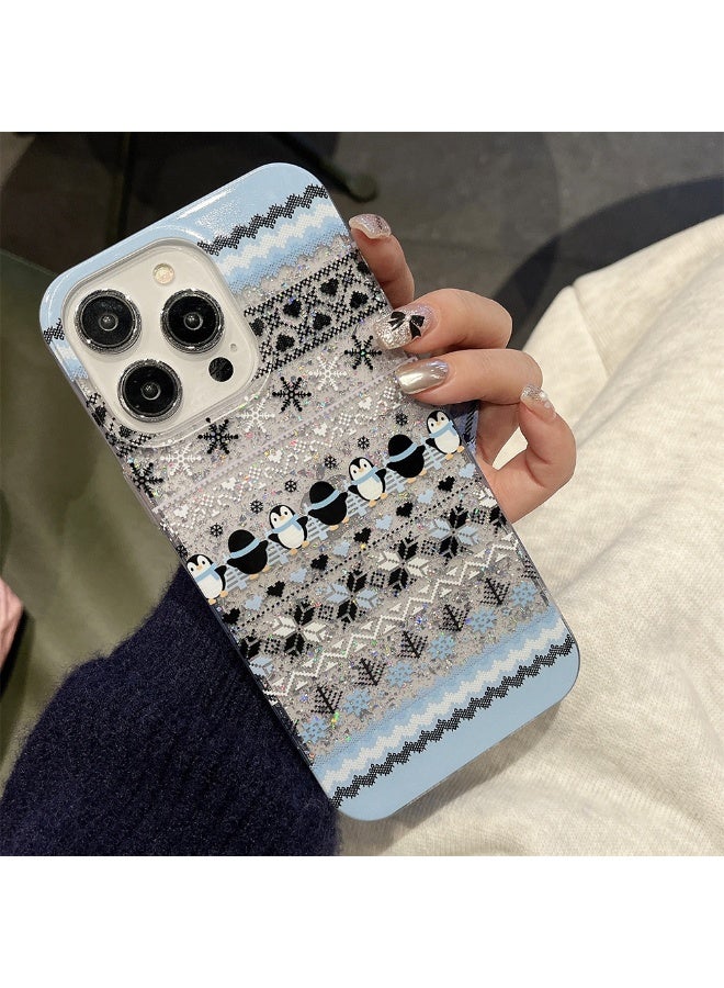 NIBEMINENT Colored Atmosphere Sand Flow Protective TPU Case Cover For iPhone 14 Pro Max, Penguin - Image 2