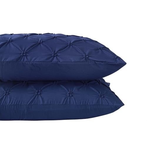Vaulia Lightweight Microfiber Decorative Pillow Shams, Pinch Pleat Design Standard Size 20"x 26", Navy Blue 2 Pack - Image 2