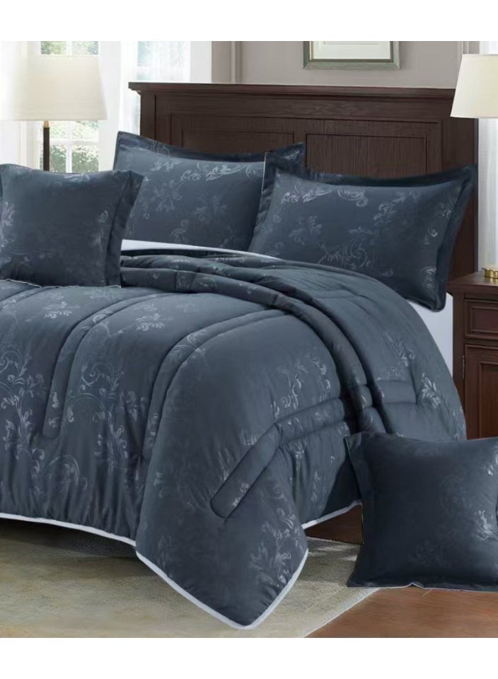 سمارت هوم مفرش صيفي نفرين يناسب سرير مقاس 200x200 سم - طقم مفارش 6 قطع فخم مصنوع من المايكروفايبر 100% ، غطاء سرير ، قابل للإستخدام على الوجهين، طقم مفارش بحشوة دبل ، طقم نوم يتكون من 6 قطع ( 1 مفرش بحشوة + 1 واقي مرتبة مطاط + 2 كيس مخدة + 2 وسادة ديكورية مربعة ) مقاس المفرش 260X240 سم ومقاس واقي المرتبة 200x200 سم - Image 2