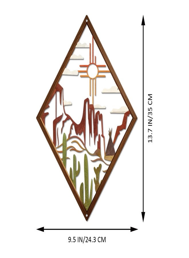 Resama Metal Cactus Wall Decor Natural Themed Metal Wall Art Featuring Plant and Desert Designs Modern Cactus Decor for Office Home Living Room Bathroom Housewarming(13.7x9.2, Brown) - Image 3