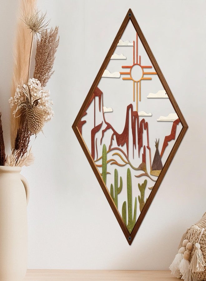 Resama Metal Cactus Wall Decor Natural Themed Metal Wall Art Featuring Plant and Desert Designs Modern Cactus Decor for Office Home Living Room Bathroom Housewarming(13.7x9.2, Brown) - Image 1