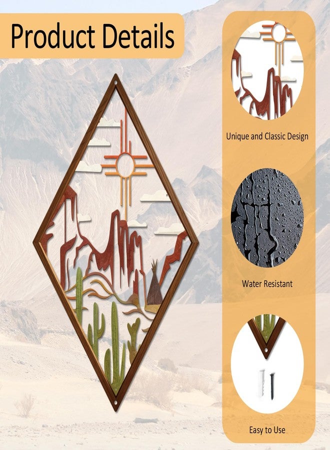 Resama Metal Cactus Wall Decor Natural Themed Metal Wall Art Featuring Plant and Desert Designs Modern Cactus Decor for Office Home Living Room Bathroom Housewarming(13.7x9.2, Brown) - Image 4